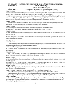 Đề 3 thi chọn học sinh giỏi lớp 10 năm học 2013-2014 môn  sinh học
